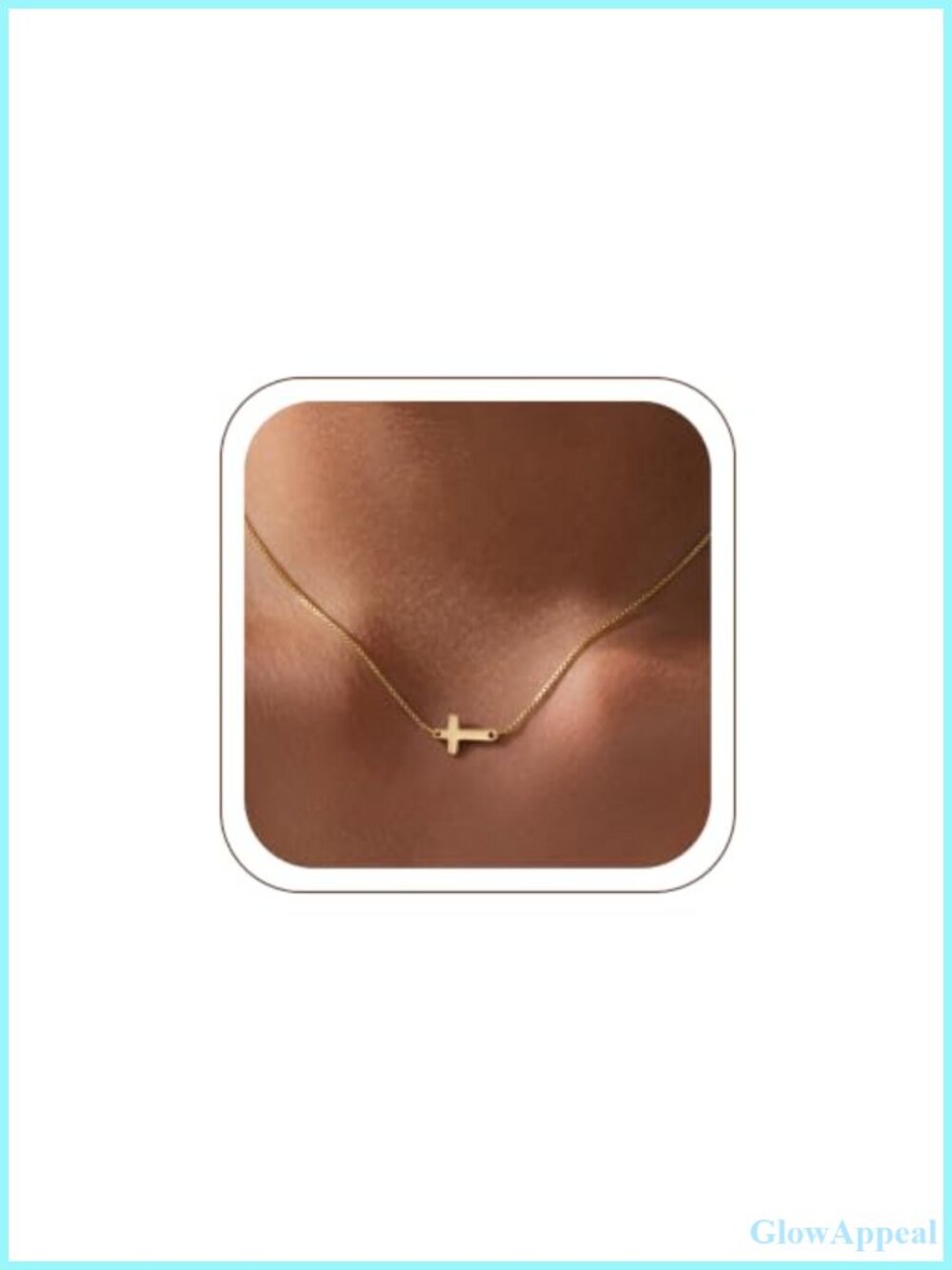 Dainty 14K Gold Plated Sideways Cross Pendant Necklace for Women
